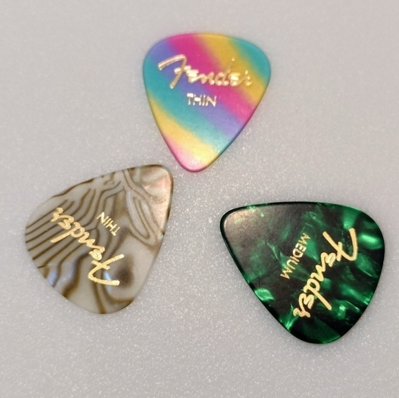 New Unique Colorful Handmade Guitar Pick Silver/Gold Drop Hook Earrings - Picture 14 of 16